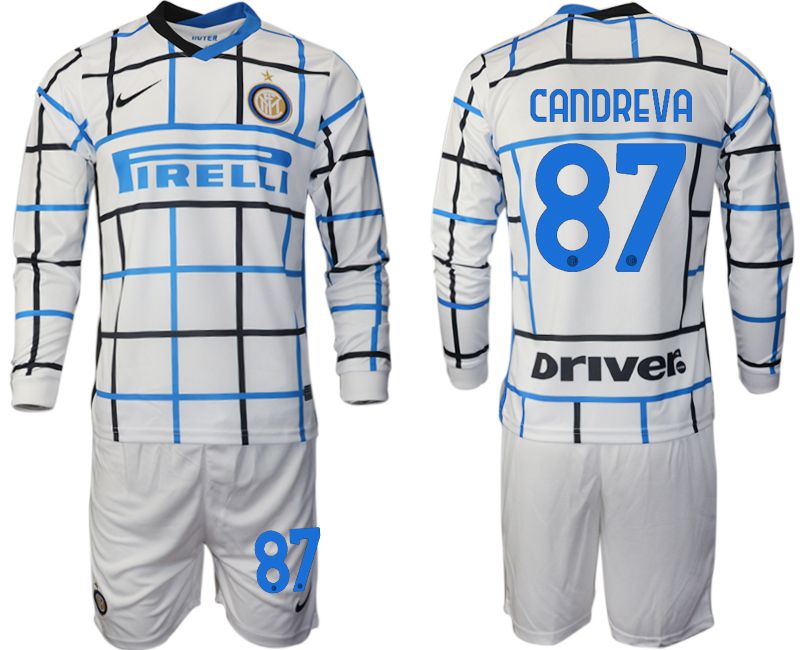 Men 2020-2021 club Inter milan away long sleeve #87 white Soccer Jerseys